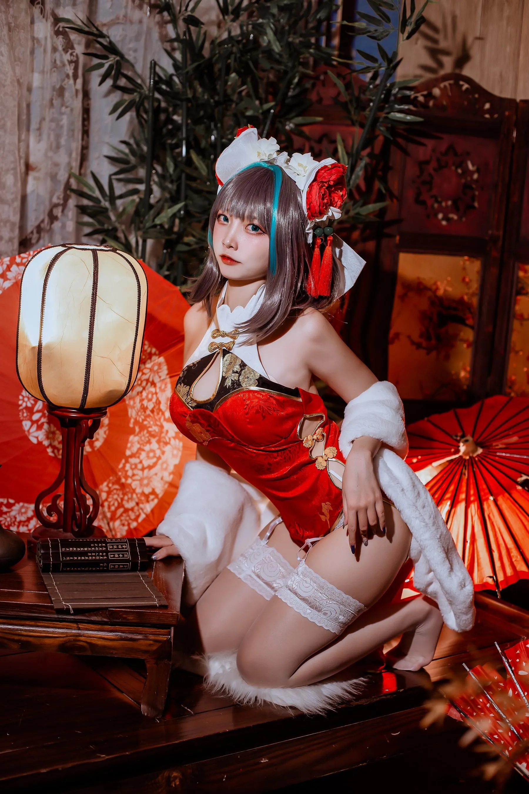 二佐Nisa – NO.151 碧蓝柴郡旗袍 [33P]插图